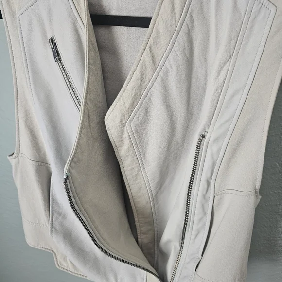 Helmut Lang Lambskin Leather Vest Size S Light Gray Neutral Zipper - Picture 4 of 9